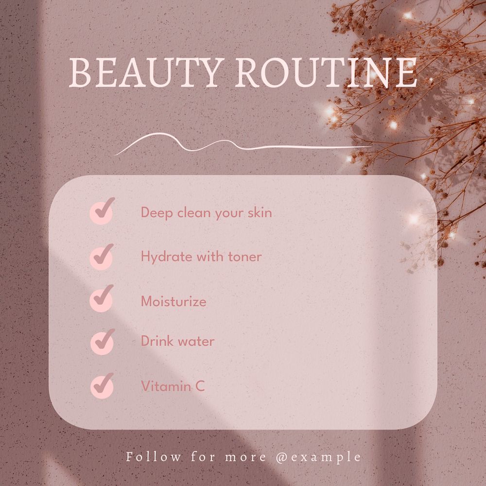 Beauty routine Instagram post template, editable text