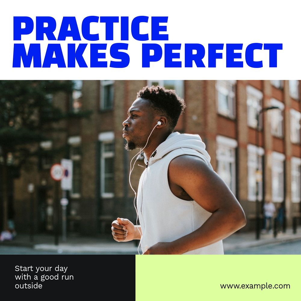 Outdoor running Instagram post template, editable text