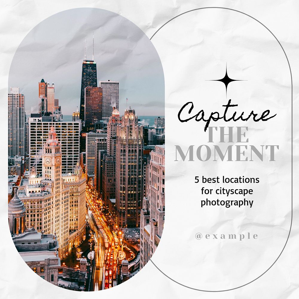 Photo location Instagram post template, editable text