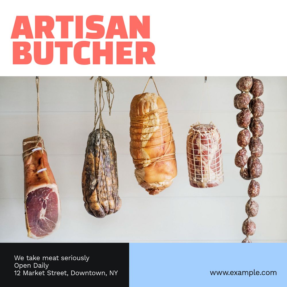 Artisan butcher Instagram post template, editable text