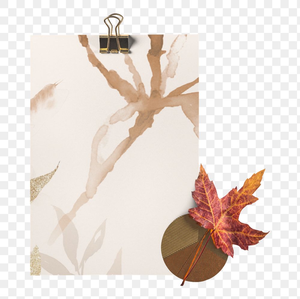 Paper mockup png element, editable Autumn watercolor design