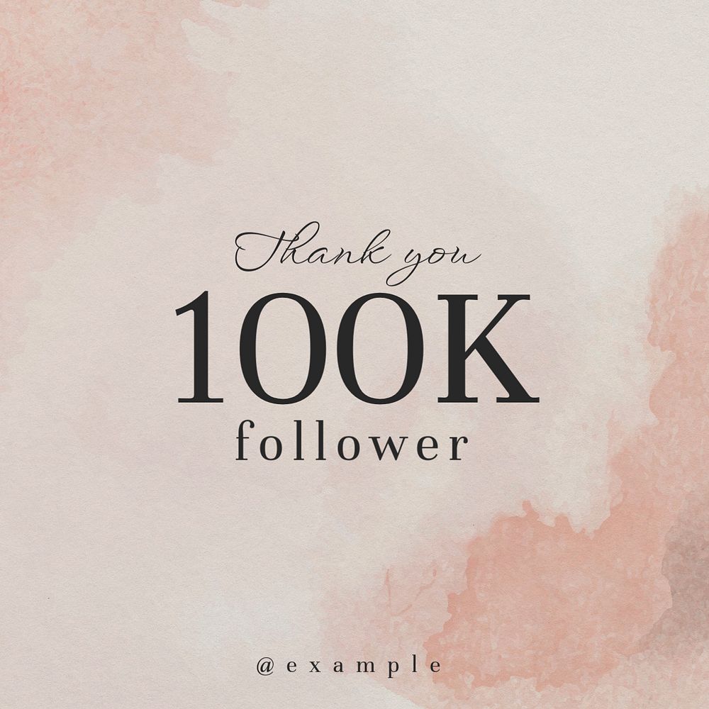 Thank you 100k followers Instagram post template, editable text