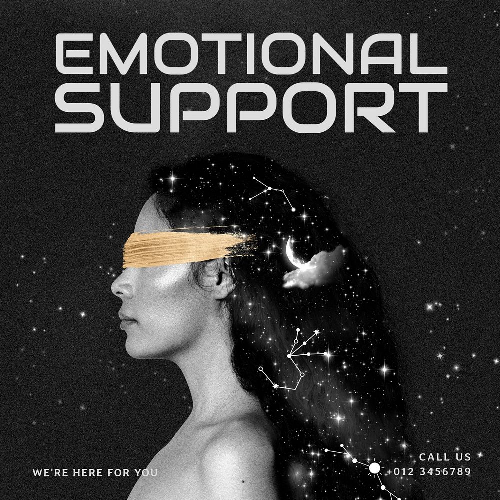 Emotional support Instagram post template, editable text