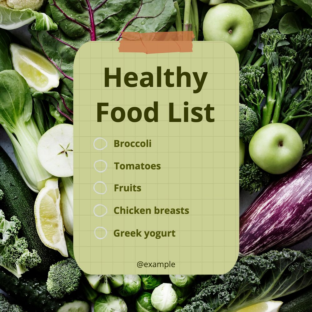 Healthy food list Instagram post template