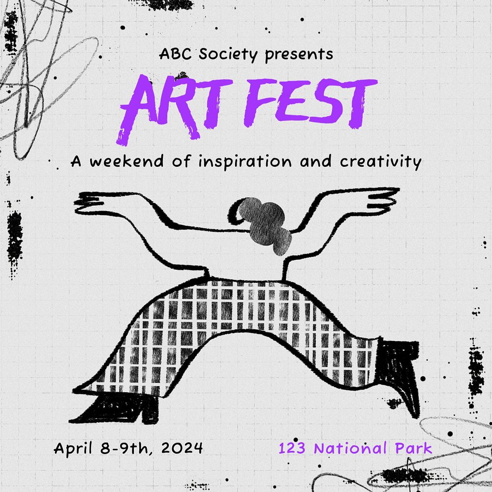 Art festival Instagram post template, editable text