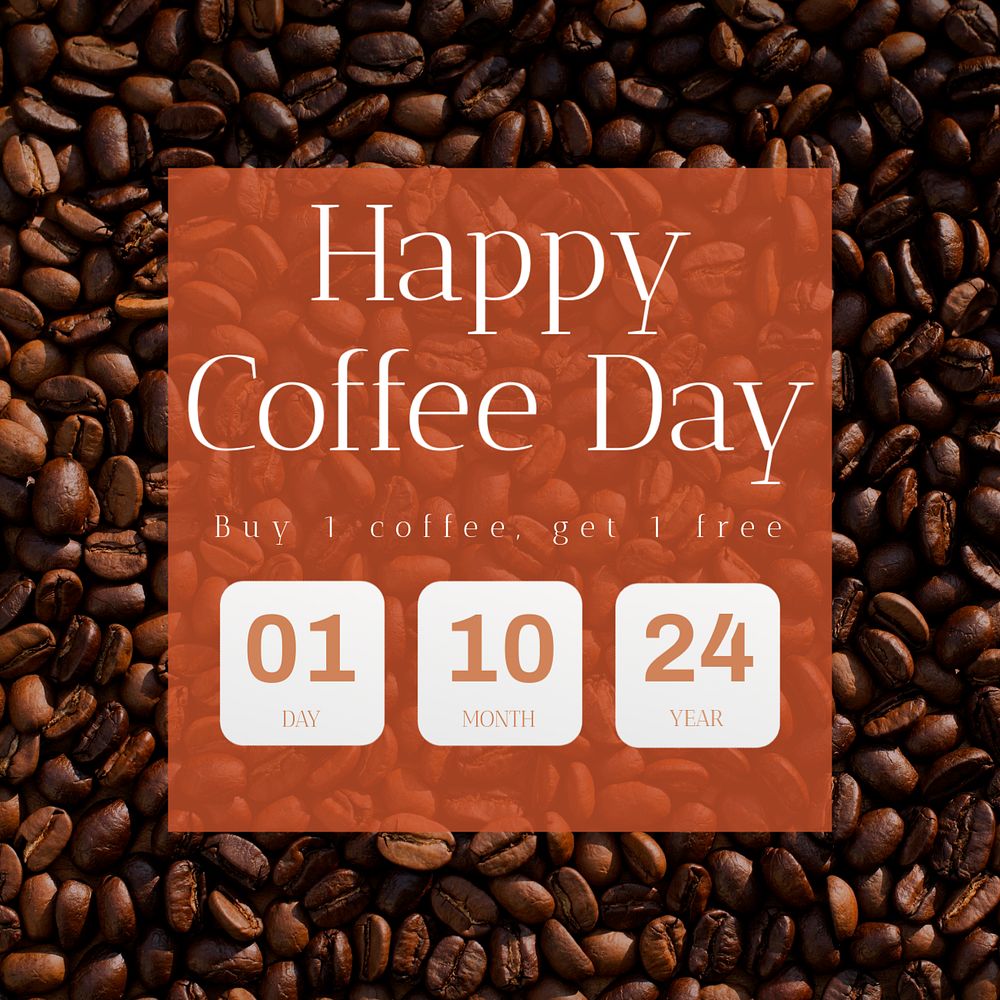 Happy coffee day Instagram post template, editable design