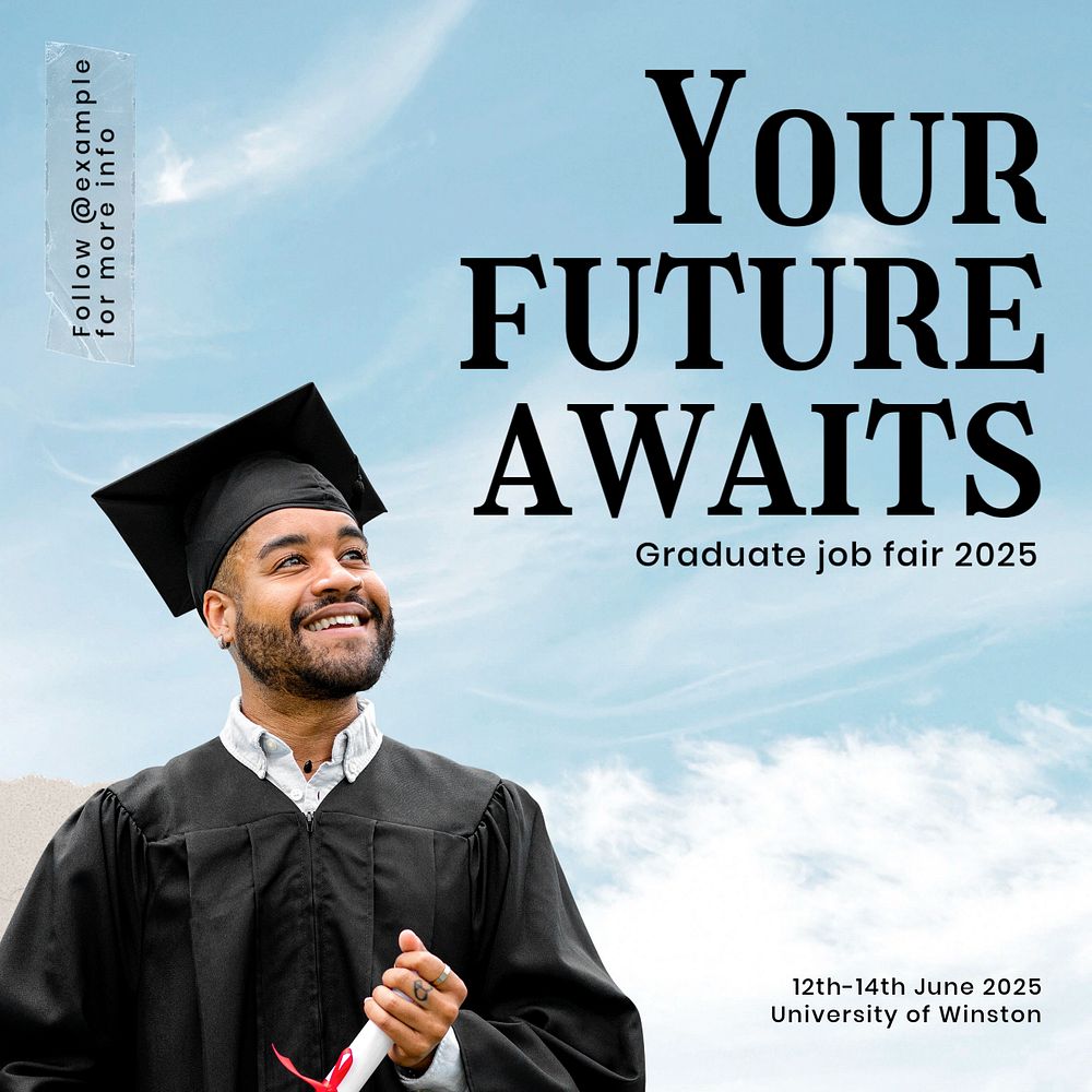 Graduate job fair Instagram post template, editable text