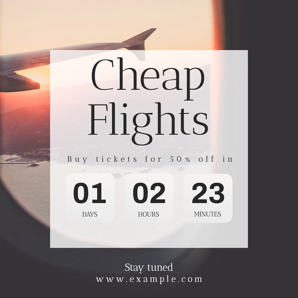 Cheap flights Instagram post template