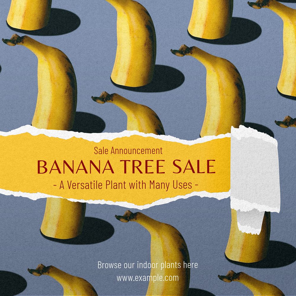 Banana tree Instagram post template, editable text