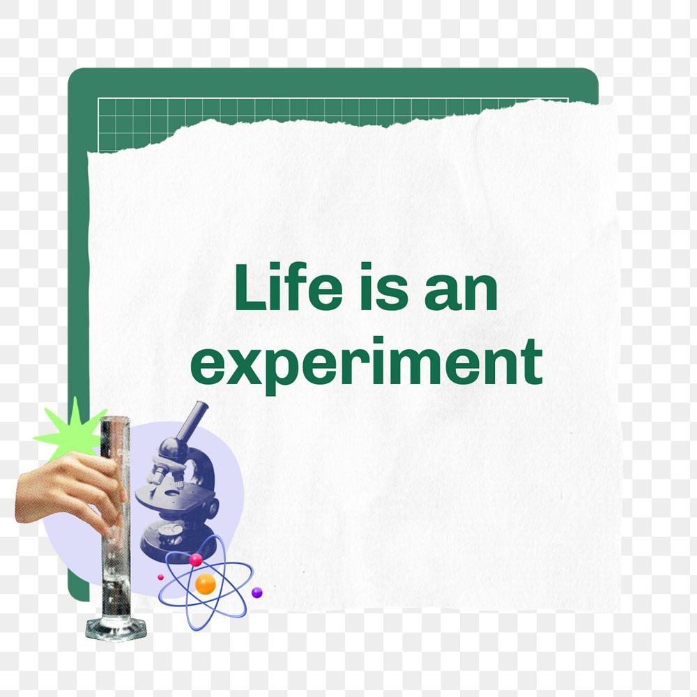 Life is an experiment png word, education collage art, editable design