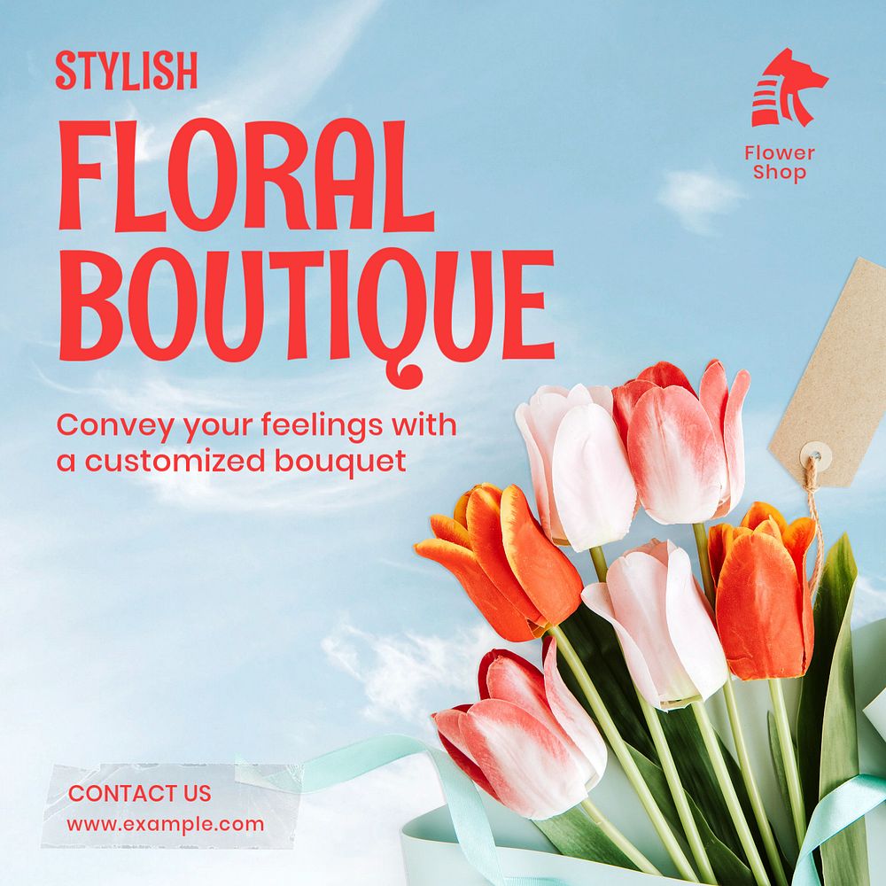 Floral boutique Instagram post template, editable text