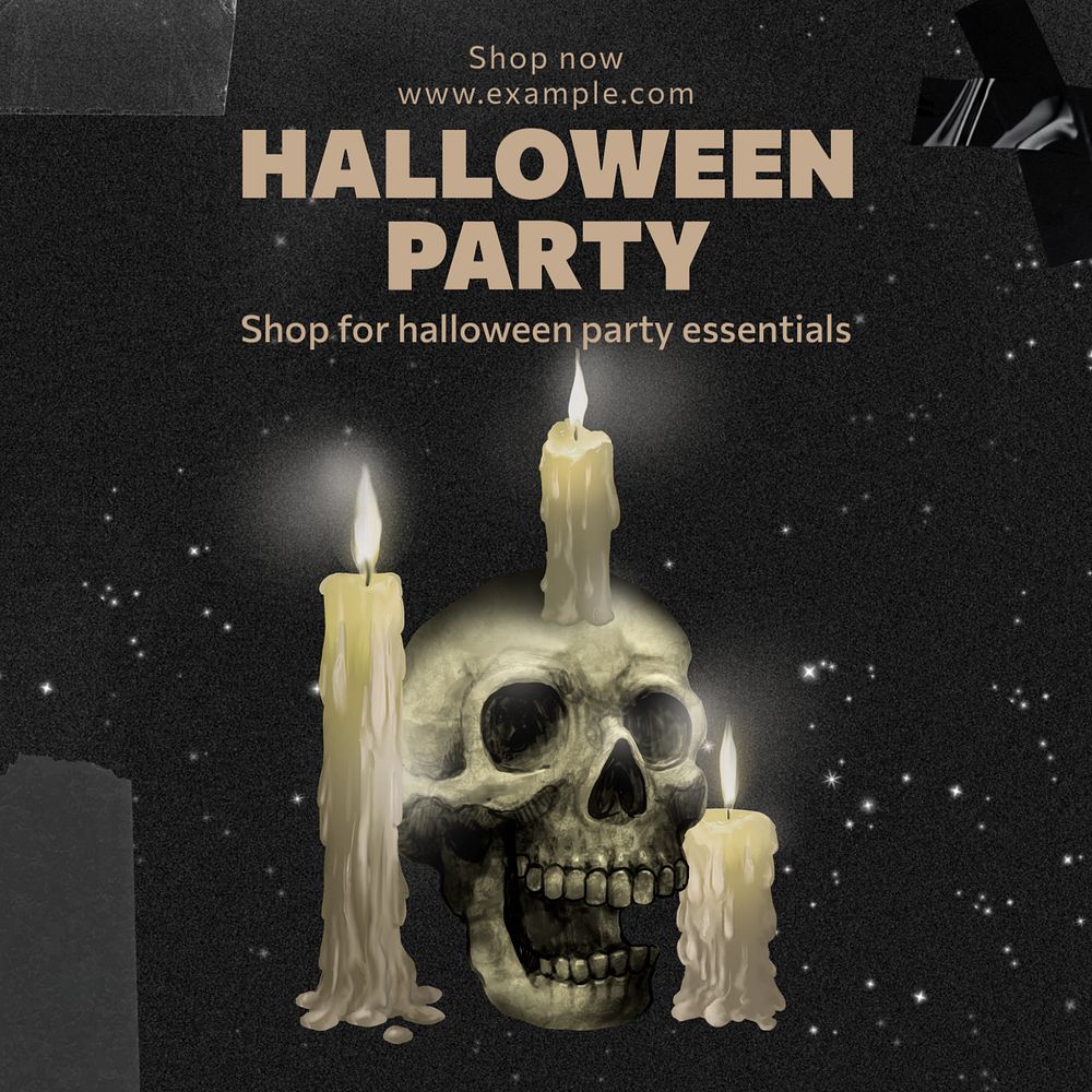 Halloween shop Instagram post template, editable text