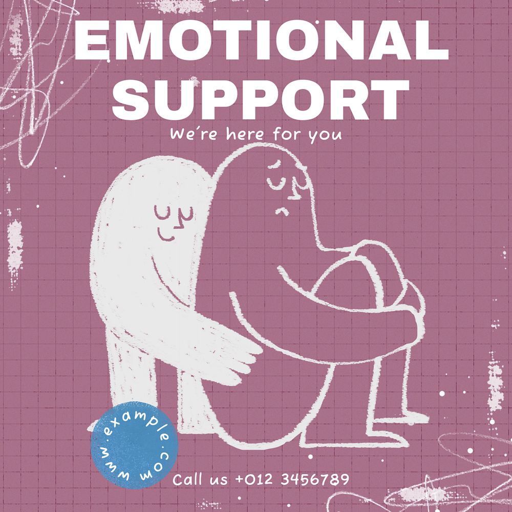 Emotional support Facebook post template, editable design