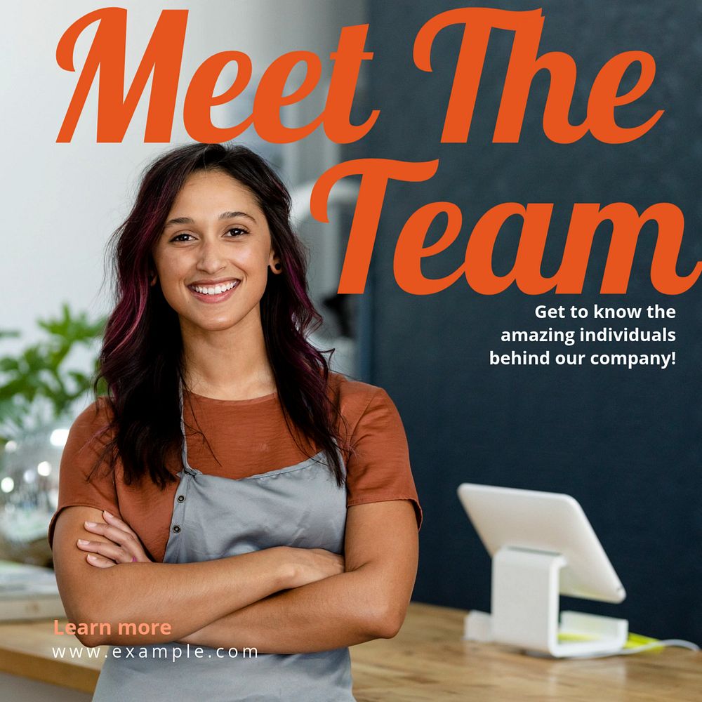 Meet the team Instagram post template, editable text