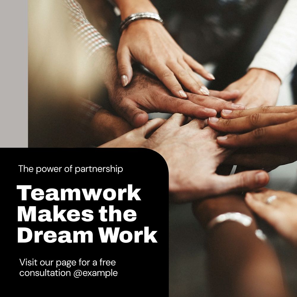 Teamwork Instagram post template, editable design