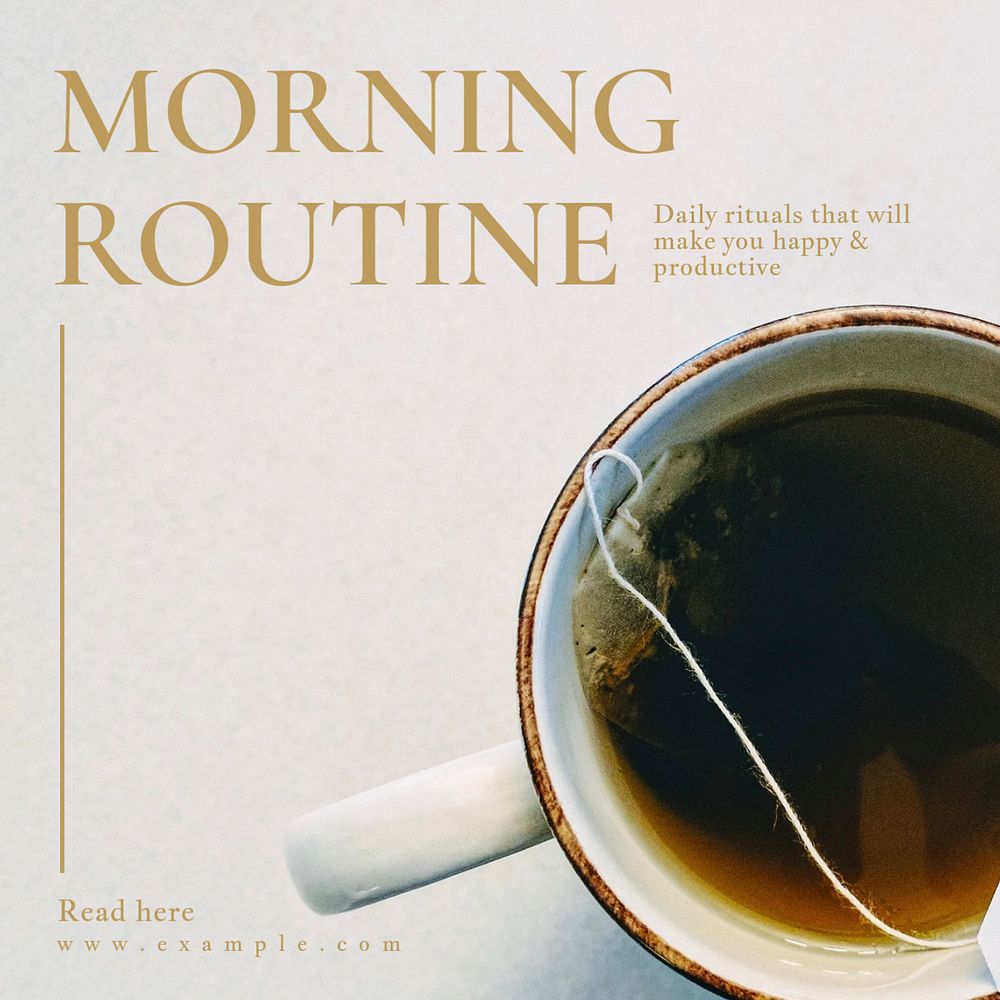 Morning routine Instagram post template, editable text