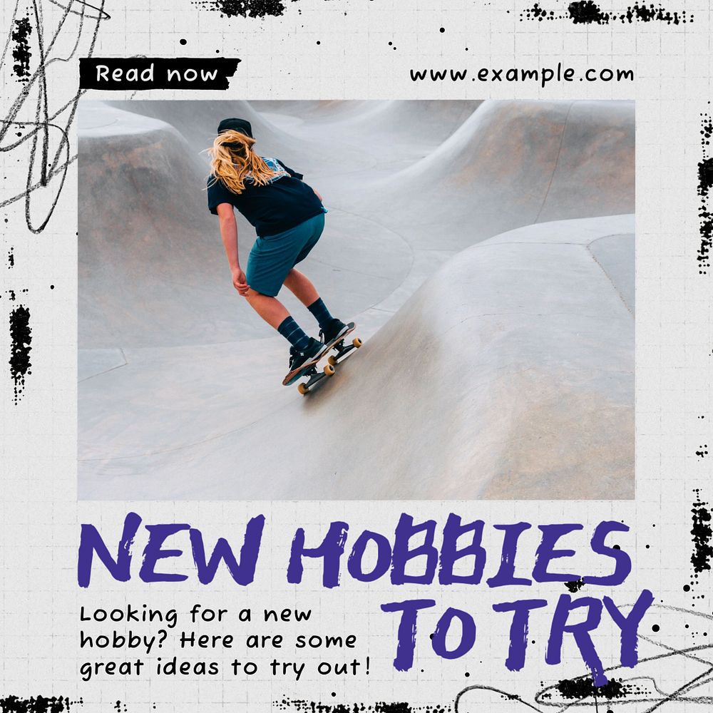 Hobbies Facebook post template, editable design