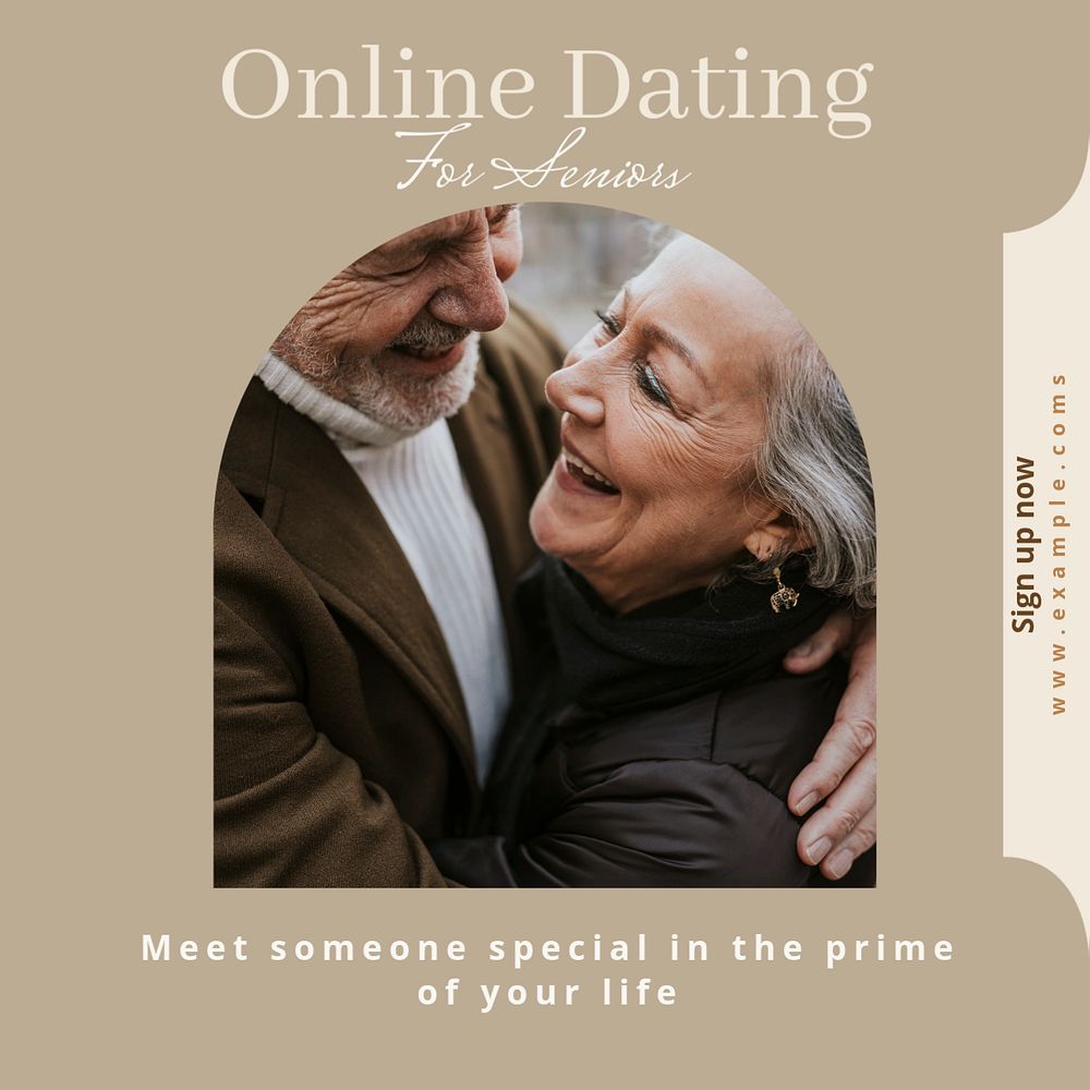 Senior online dating Instagram post template, editable text