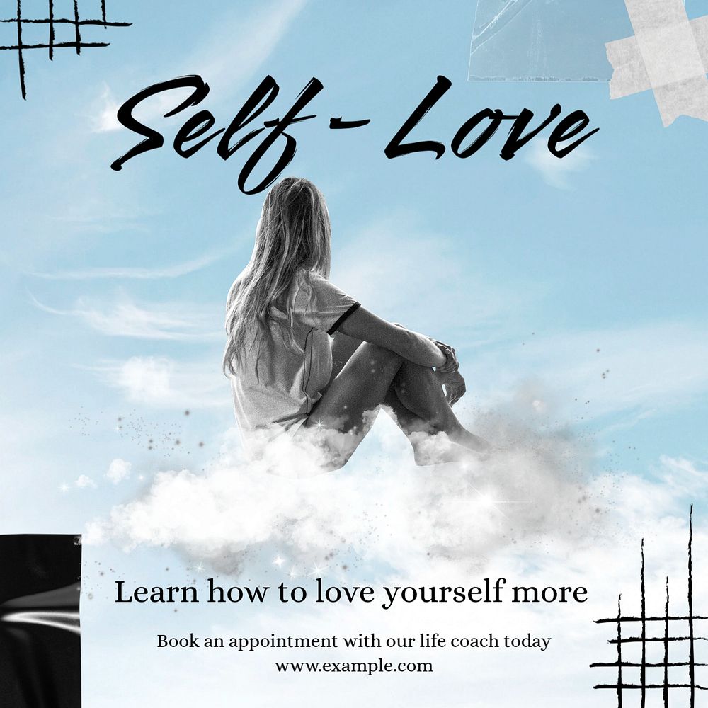 Self-love Instagram post template, editable text