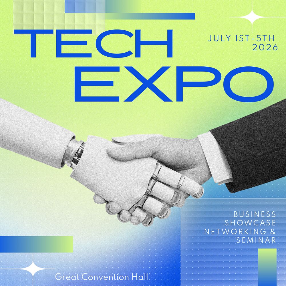 Tech expo Facebook post template, editable design