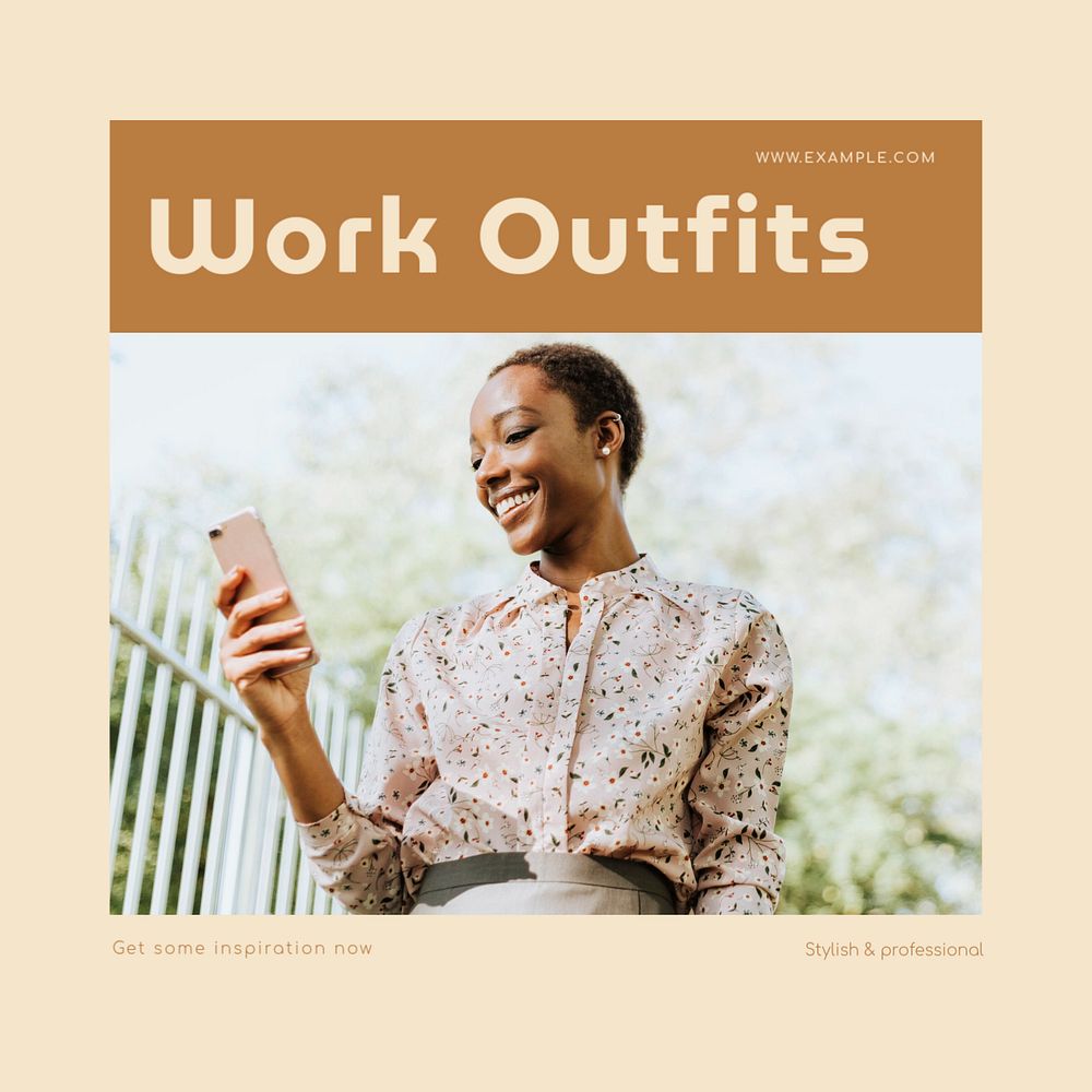 Work outfit Instagram post template, editable social media design