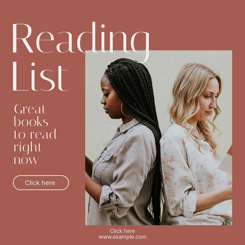 Reading list Instagram post template, editable social media design