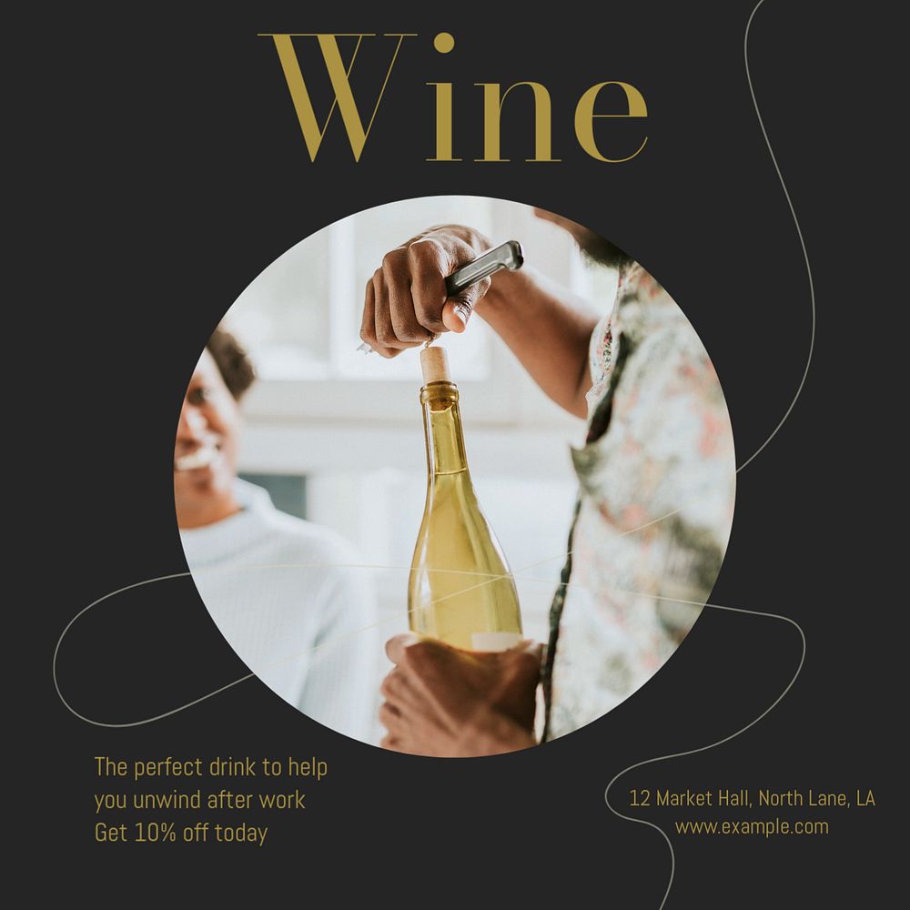 Wine Instagram post template, editable social media design