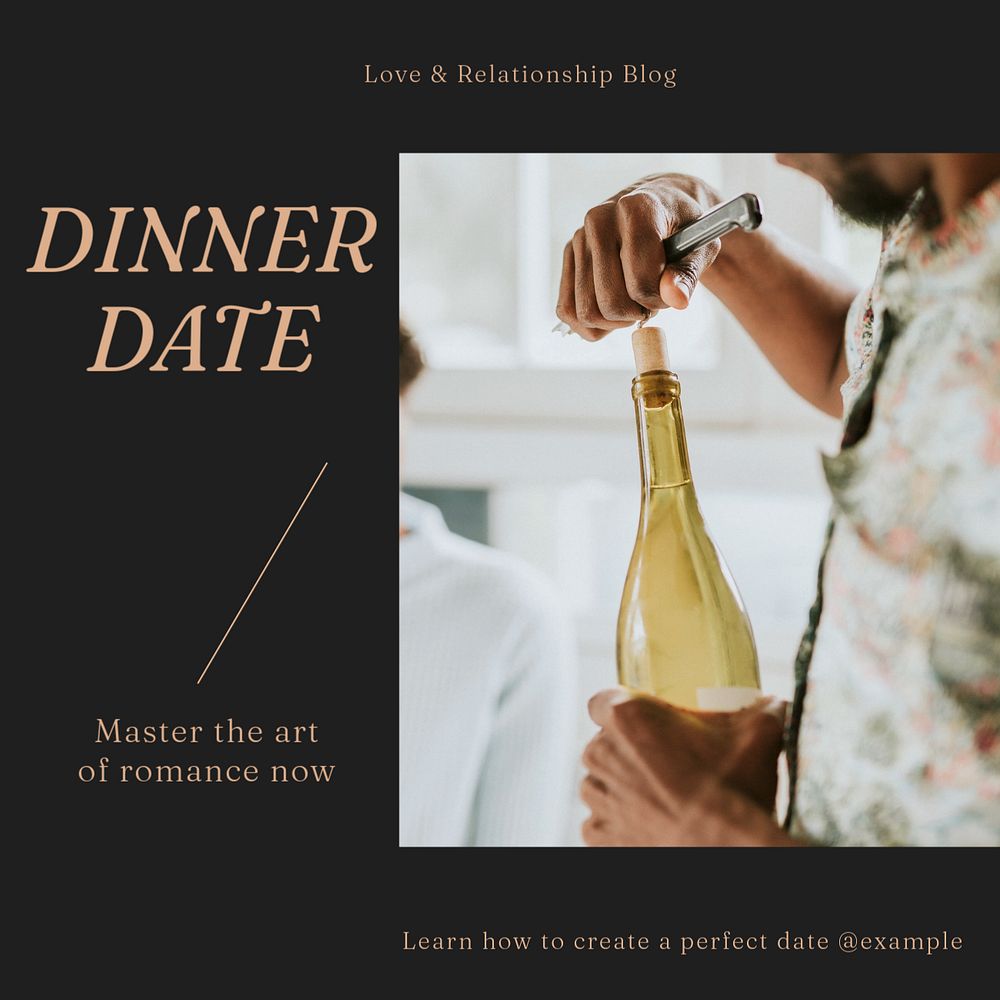 Dinner date Instagram post template, editable social media design