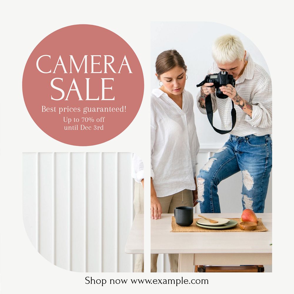 Camera sale Instagram post template, editable social media design