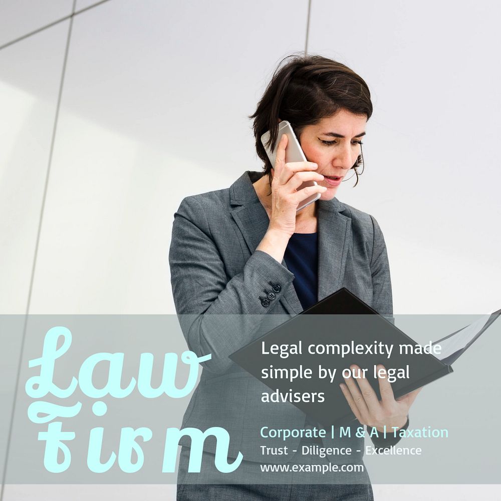 Law firm Instagram post template, editable text