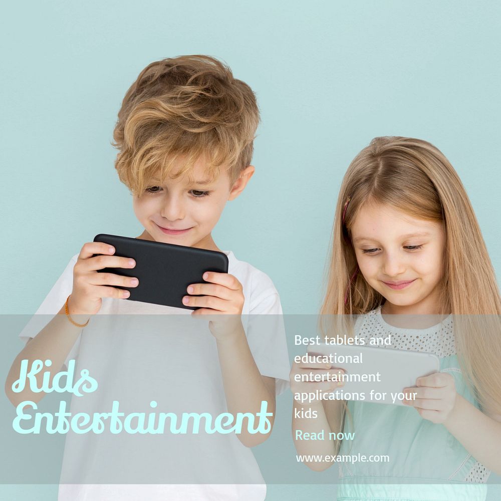 Kids entertainment Instagram post template, editable text