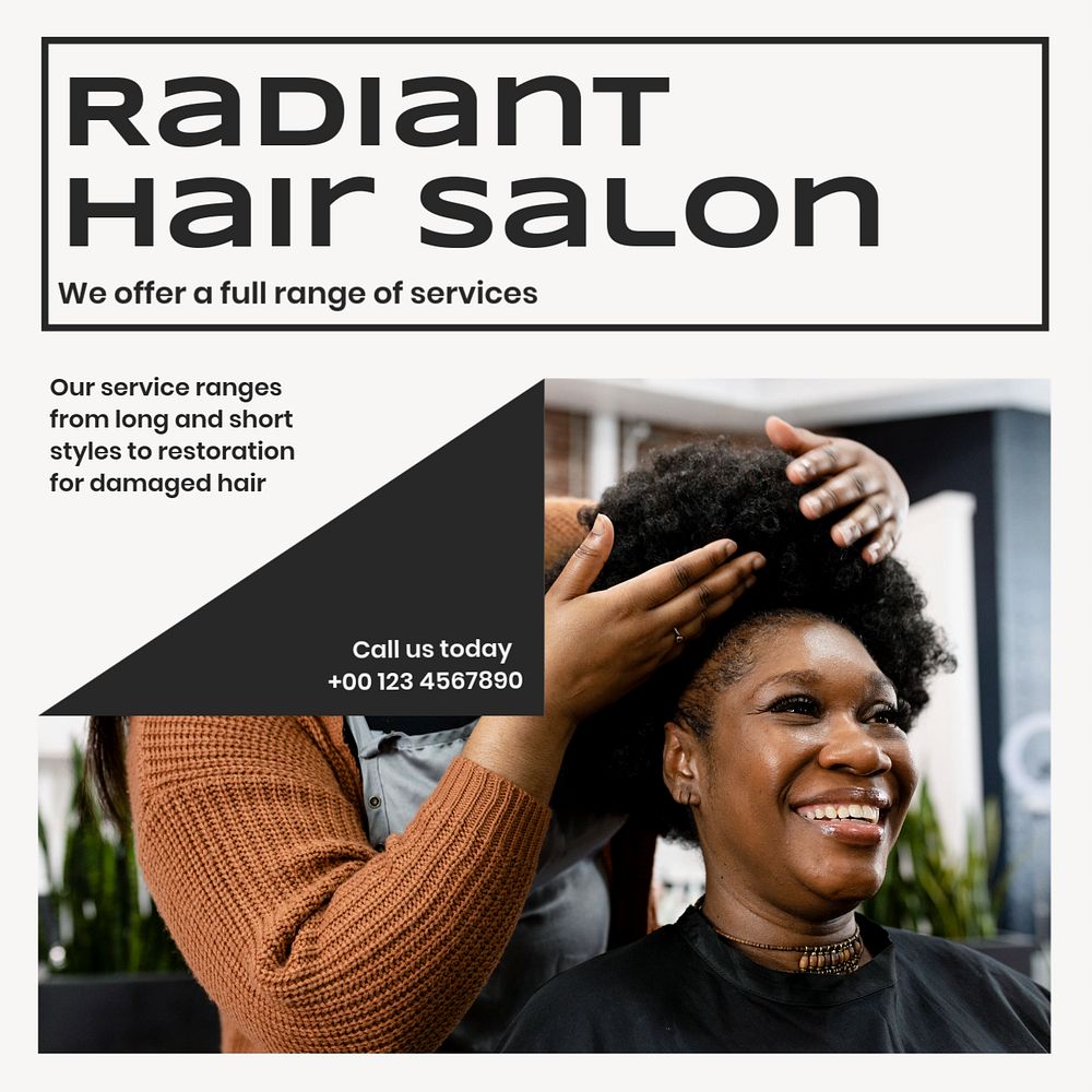 Hair salon Instagram post template, editable text