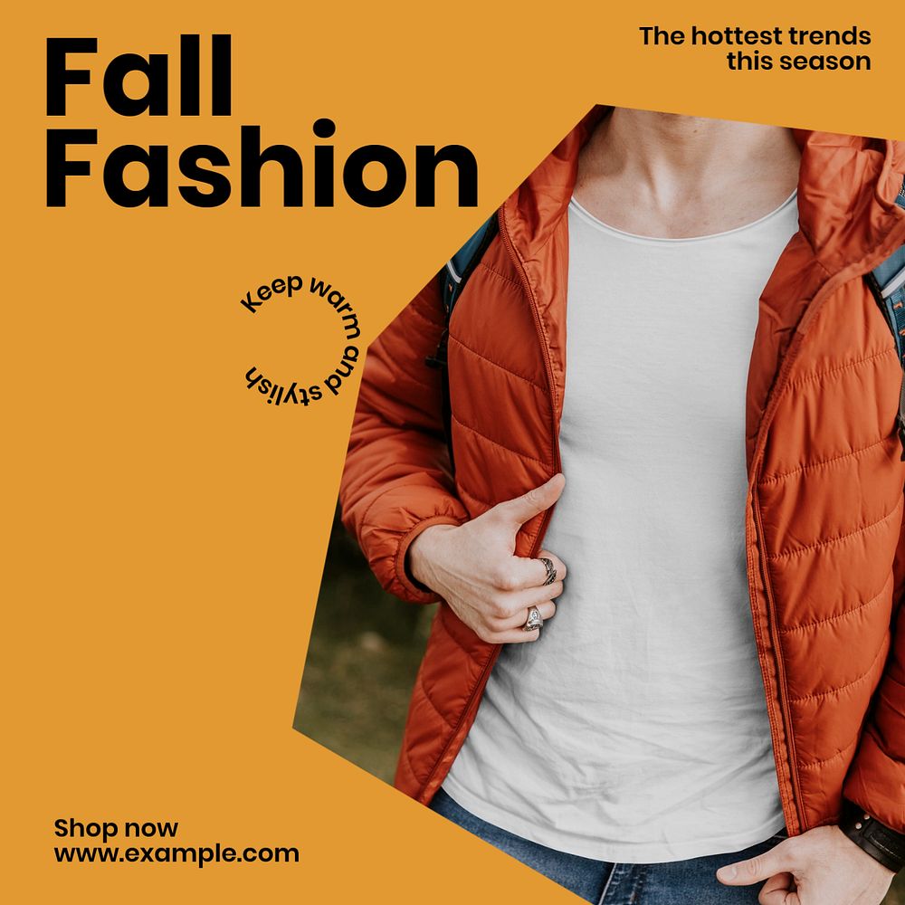 Fall fashion Instagram post template, editable design