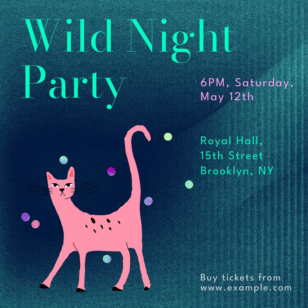 Party night Instagram post template, editable text