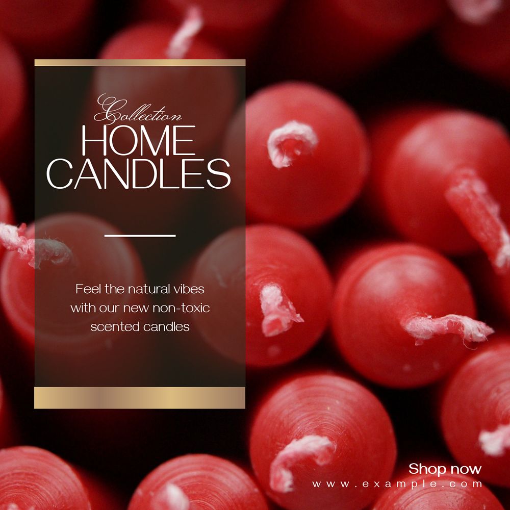 Home Candles Instagram post template, editable text