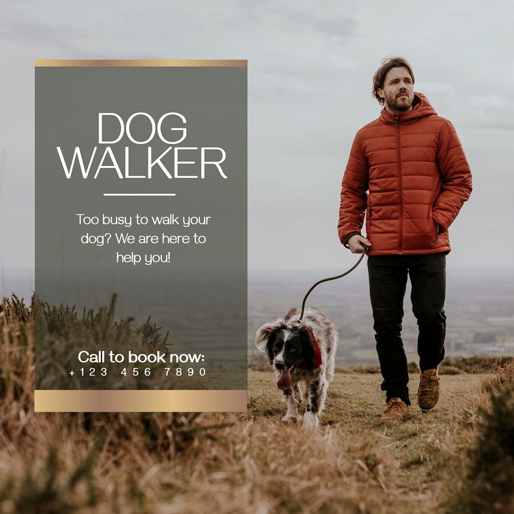 Dog walking service Instagram post template