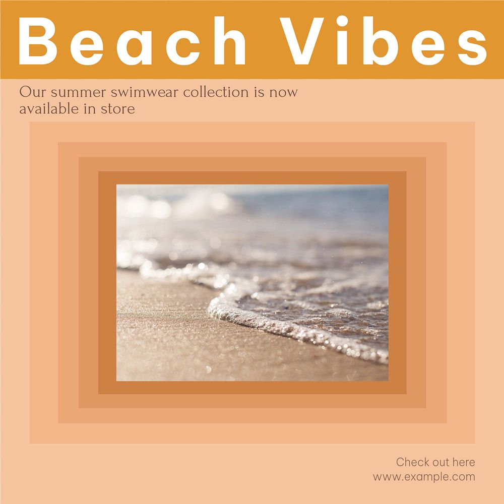 Beach vibes Instagram post template, editable social media design