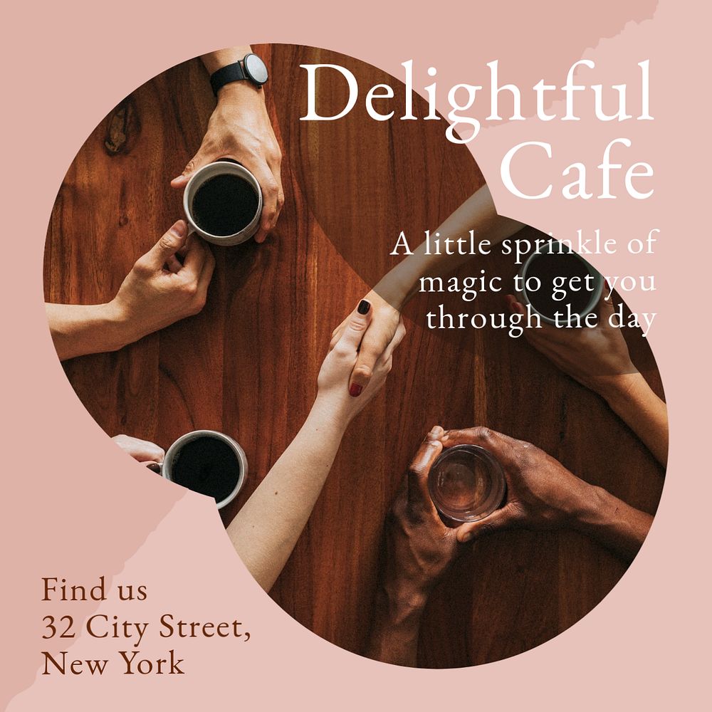 Delightful cafe Instagram post template, editable social media design