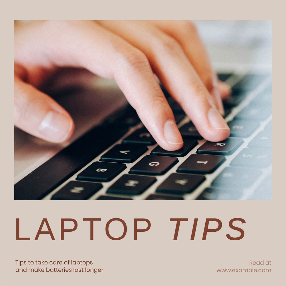 Laptop tips Instagram post template, editable social media design