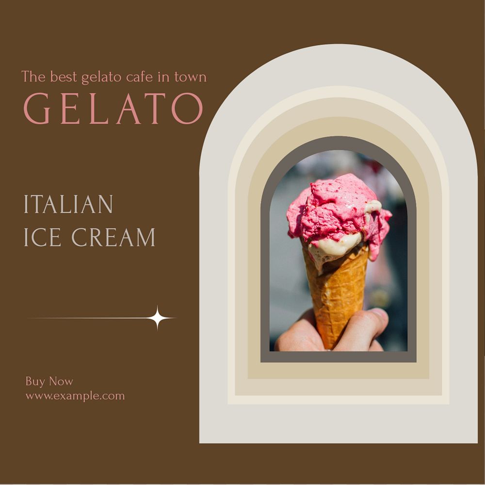 Gelato ice cream Instagram post template, editable social media design