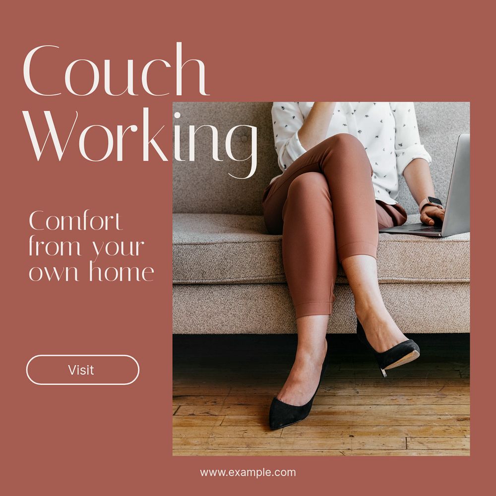 Work from home Instagram post template, editable social media design