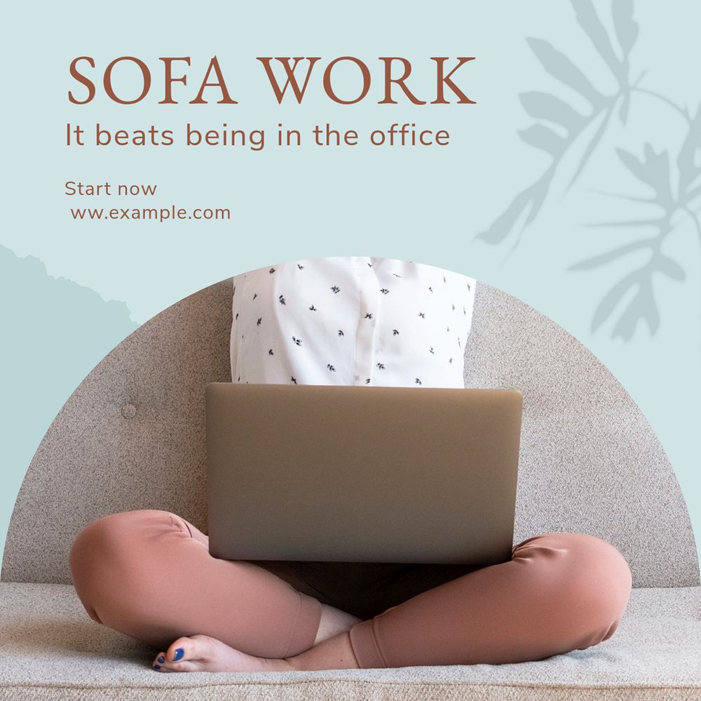 Sofa work Instagram post template, editable social media design