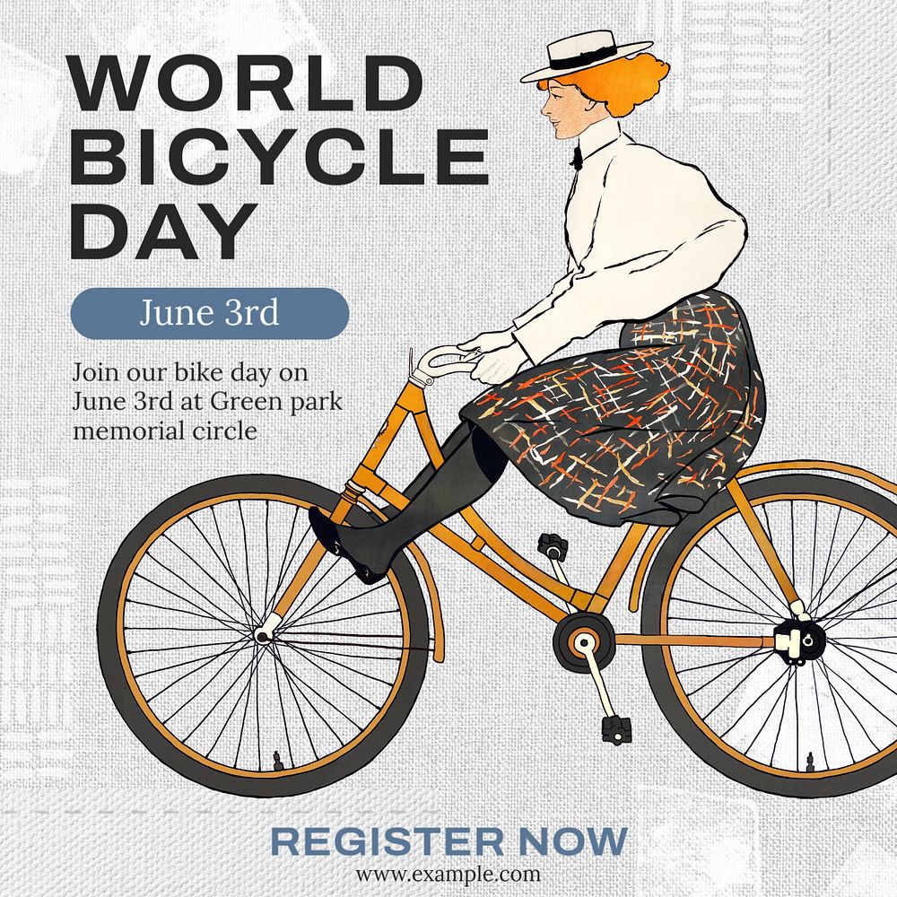 World bicycle day Instagram post template, editable text