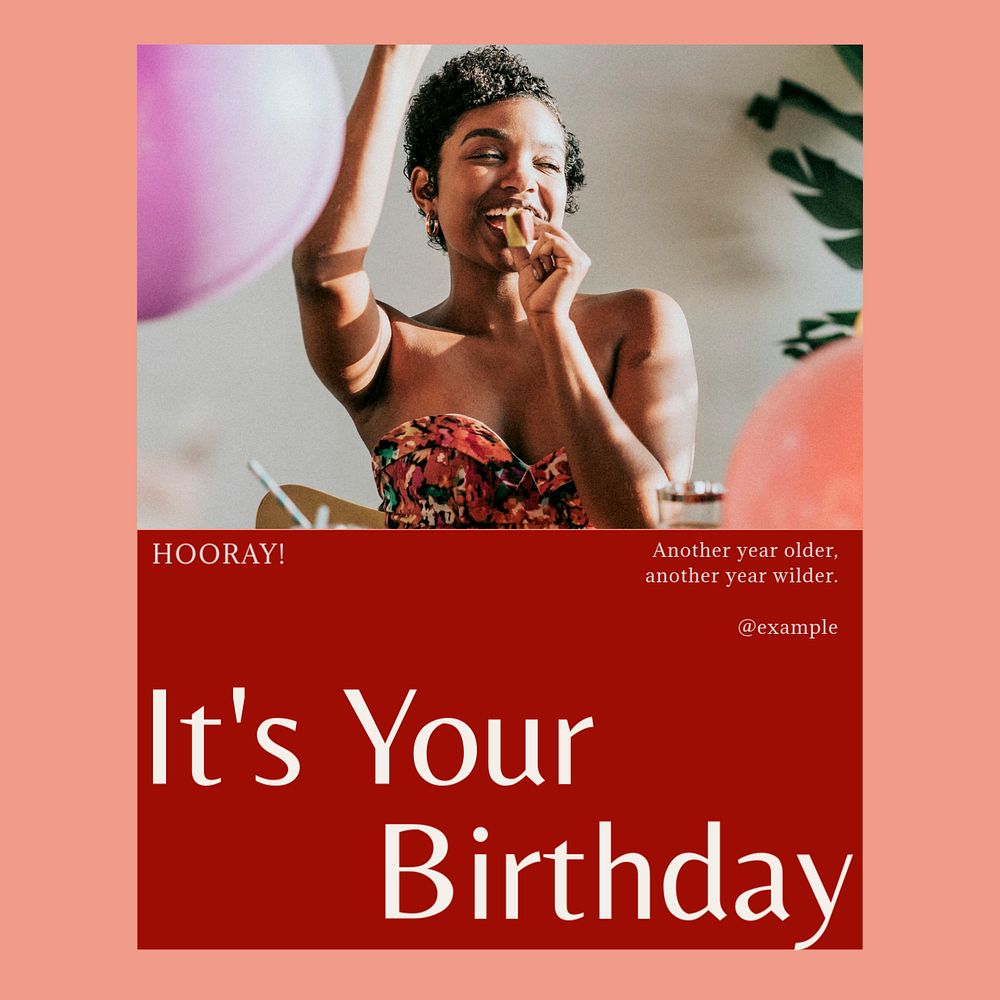 Birthday wish Instagram post template, editable social media design