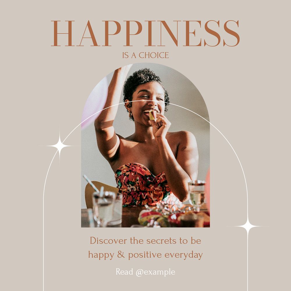 Happiness & positivity Instagram post template, editable social media design