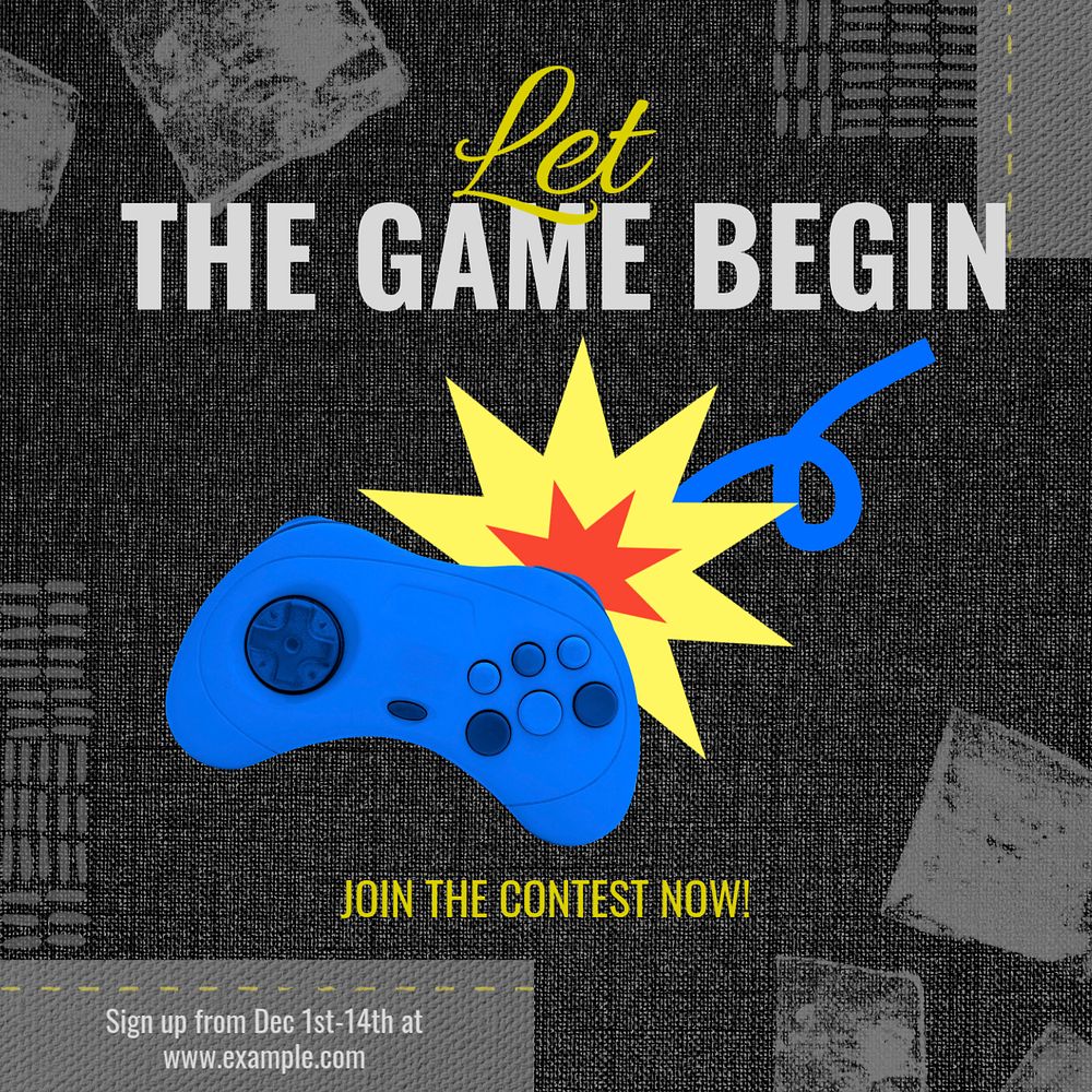 Game contest Instagram post template, editable text