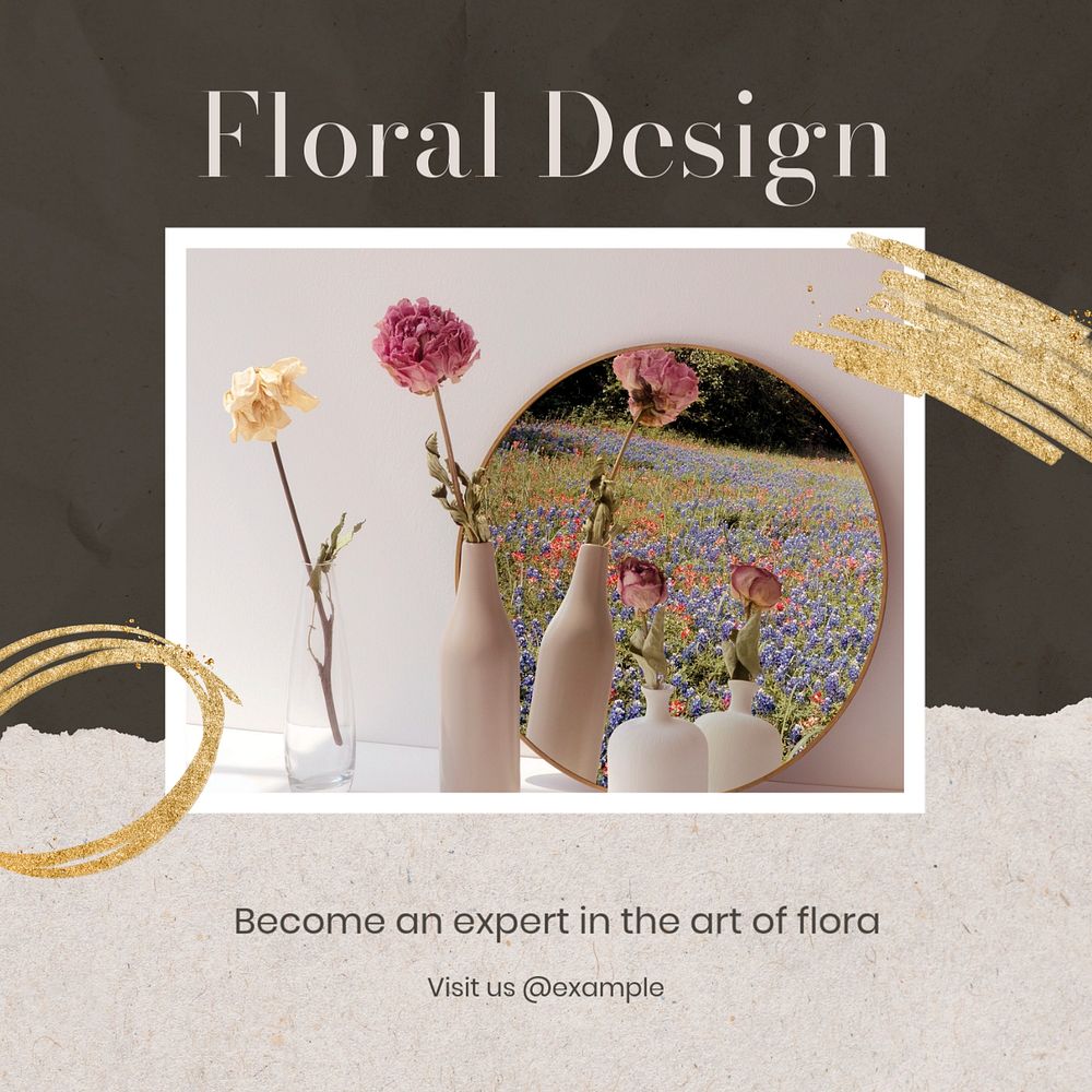 Floral design florist Instagram post template, editable design