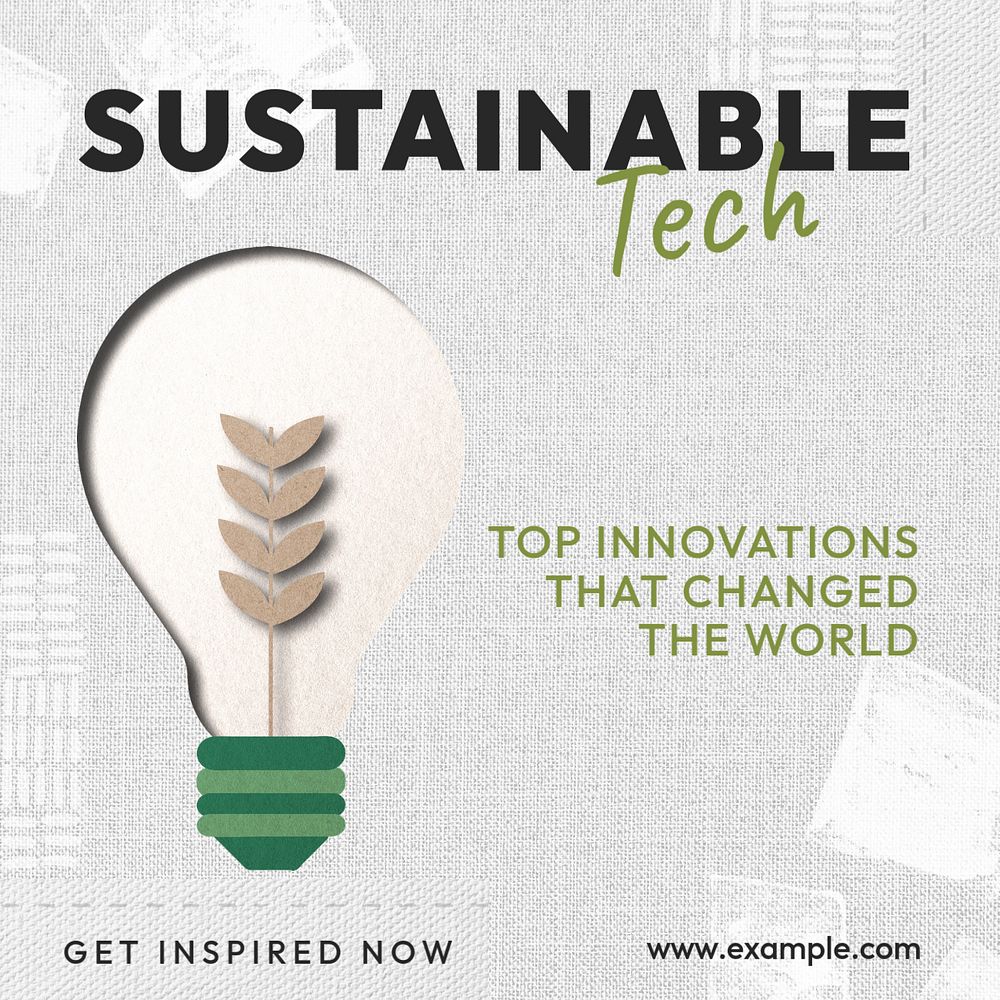 Sustainable tech Instagram post template, editable text