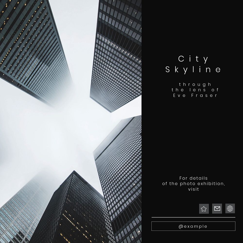 City skyline Instagram post template, editable text