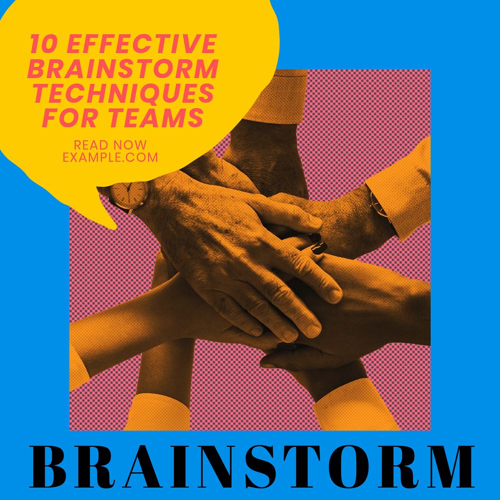 Brainstorm post template, editable text for social media